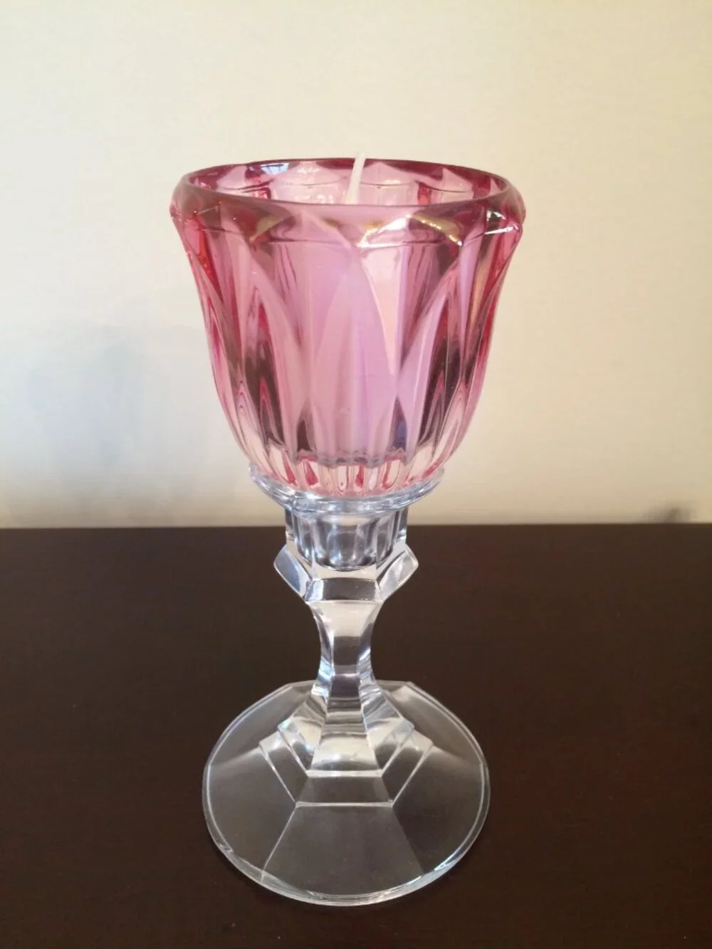 VTG Stemmed Glass Candle Votive Holders (Set of 3) 6-1/2